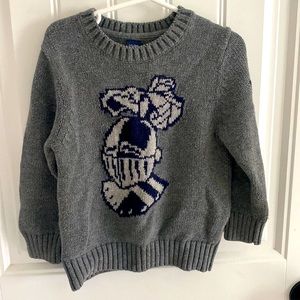 GAP sweater boys 3T gray and navy with knight detail , excellent condition